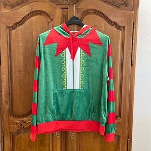2 piece Green and Red Elf Costume
Hoodie & jogger type pants